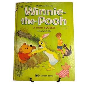 VTG 1965 Disney Winnie the Pooh Tight Squeeze by AA Milne, Large Golden Press